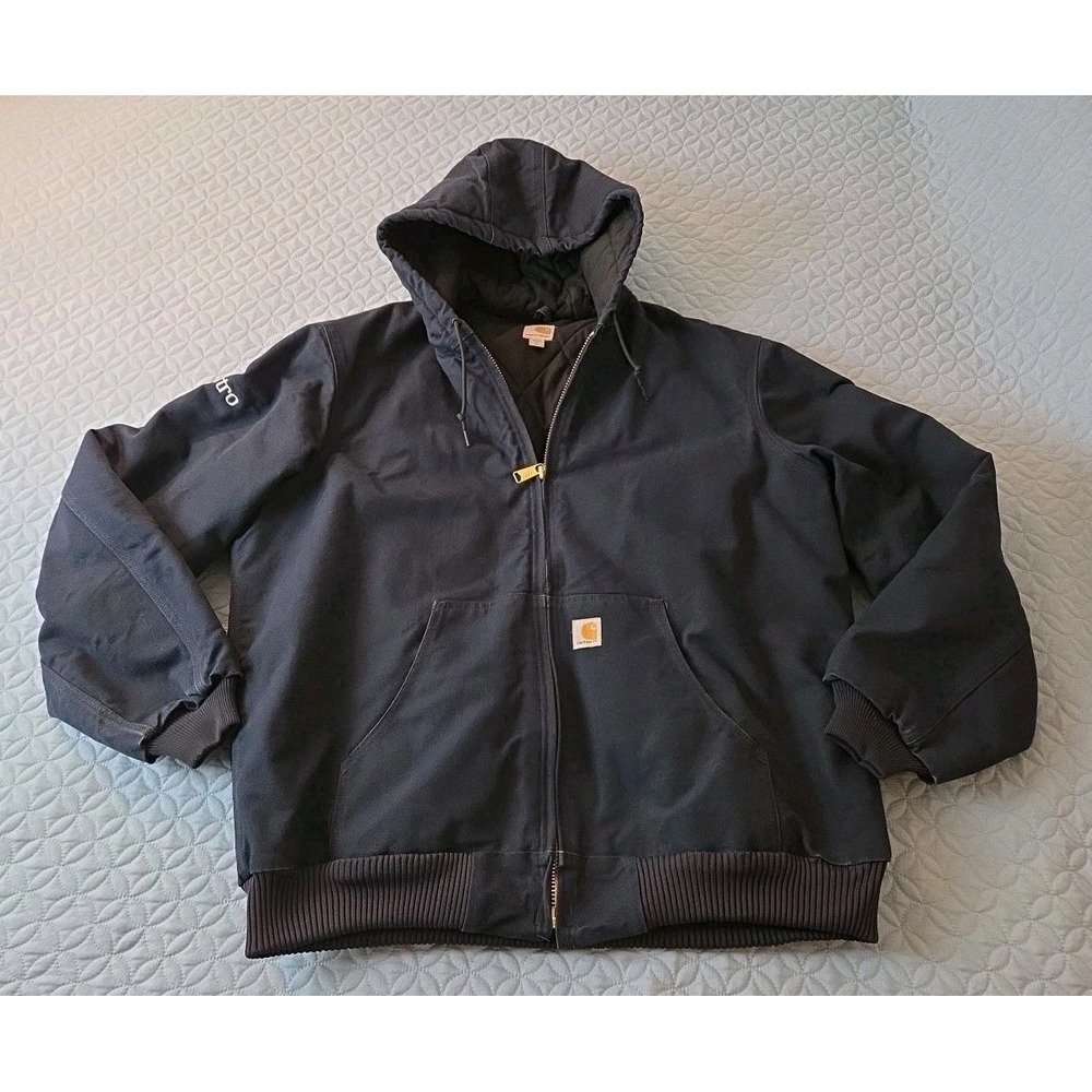 Carhartt J140 Jacket Quilted Lined Hoodie Coat Navy USA Union Made XLT